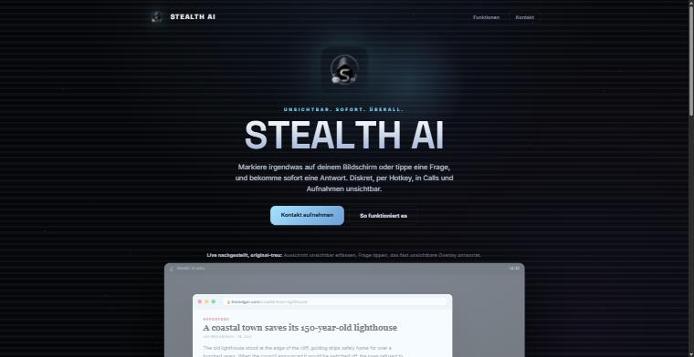 Startseite von Stealth AI